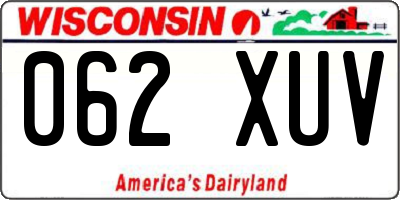 WI license plate 062XUV
