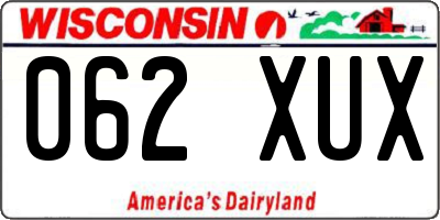 WI license plate 062XUX