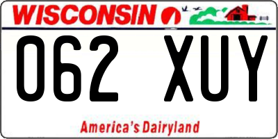 WI license plate 062XUY