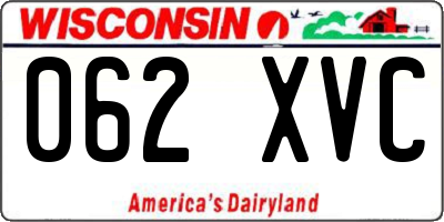 WI license plate 062XVC