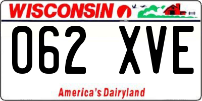 WI license plate 062XVE
