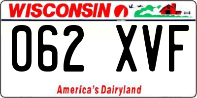WI license plate 062XVF