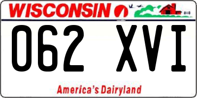 WI license plate 062XVI