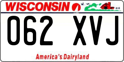 WI license plate 062XVJ