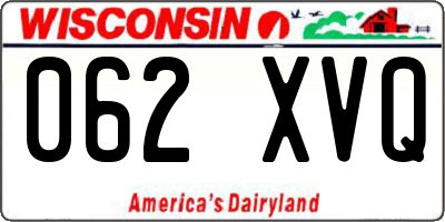 WI license plate 062XVQ