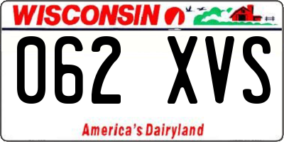 WI license plate 062XVS