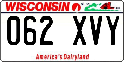WI license plate 062XVY