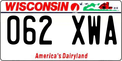 WI license plate 062XWA