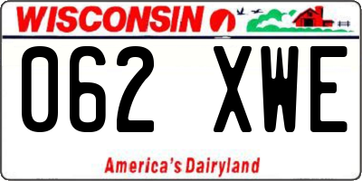 WI license plate 062XWE