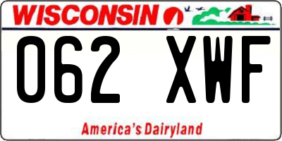 WI license plate 062XWF