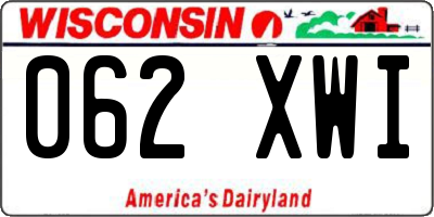 WI license plate 062XWI