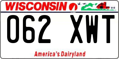 WI license plate 062XWT