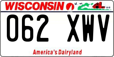 WI license plate 062XWV