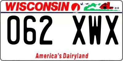 WI license plate 062XWX