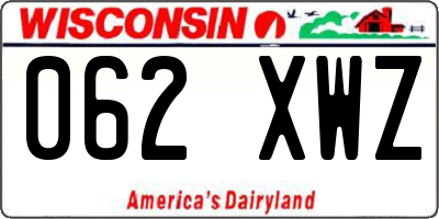 WI license plate 062XWZ
