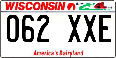 WI license plate 062XXE