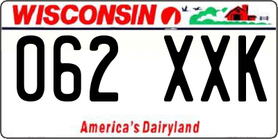 WI license plate 062XXK