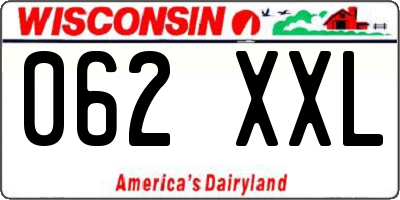WI license plate 062XXL