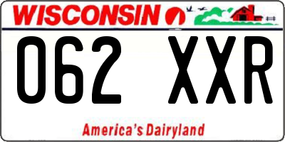 WI license plate 062XXR
