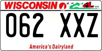 WI license plate 062XXZ