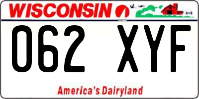WI license plate 062XYF