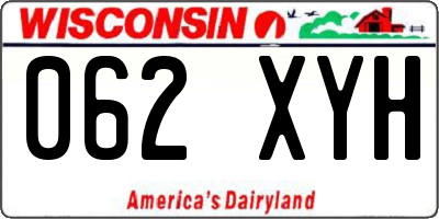 WI license plate 062XYH