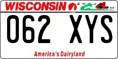 WI license plate 062XYS