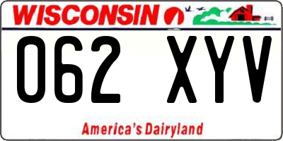 WI license plate 062XYV