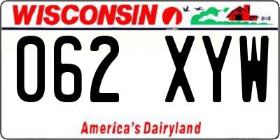 WI license plate 062XYW