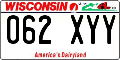 WI license plate 062XYY