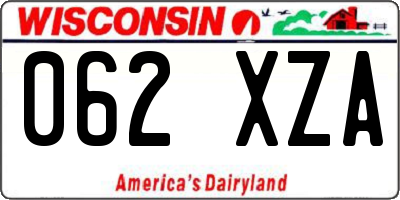 WI license plate 062XZA