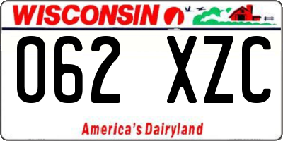 WI license plate 062XZC