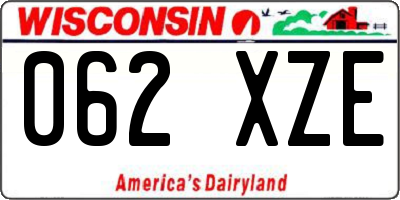 WI license plate 062XZE