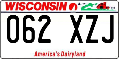 WI license plate 062XZJ