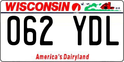 WI license plate 062YDL
