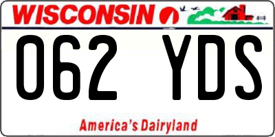 WI license plate 062YDS