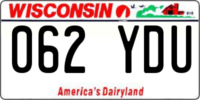 WI license plate 062YDU