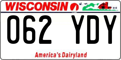 WI license plate 062YDY