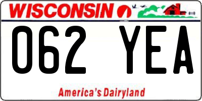 WI license plate 062YEA