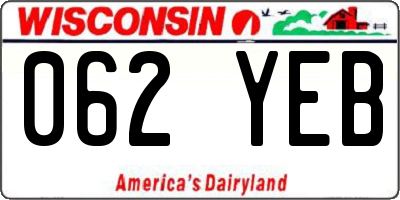 WI license plate 062YEB