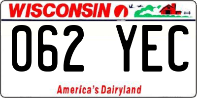 WI license plate 062YEC