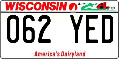 WI license plate 062YED