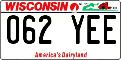 WI license plate 062YEE