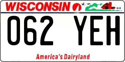 WI license plate 062YEH