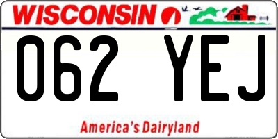 WI license plate 062YEJ