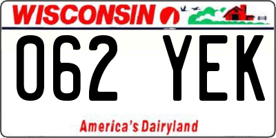 WI license plate 062YEK