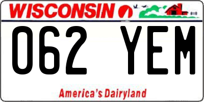 WI license plate 062YEM