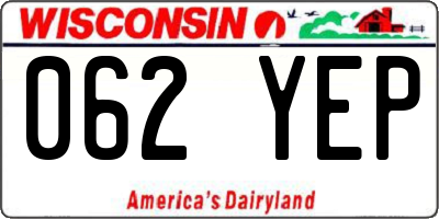 WI license plate 062YEP