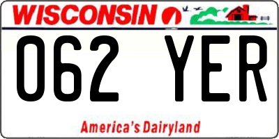 WI license plate 062YER