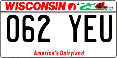 WI license plate 062YEU